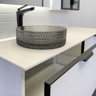 Тумба-умывальник для ванной Comforty Онега-140 белый матовый с белой столешницей с раковиной Comforty 21004